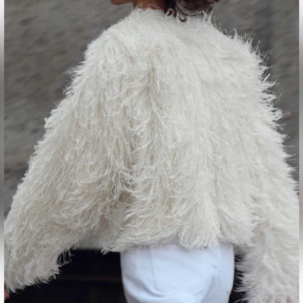 ZARA Fringed jacket with metallic thread